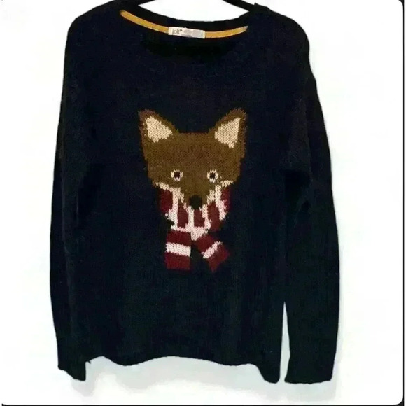 Jolt Women’s Dark Navy Blue Sweater Fox Design Size Small - Picture 1 of 3